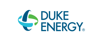 A blue and green logo for duke energy